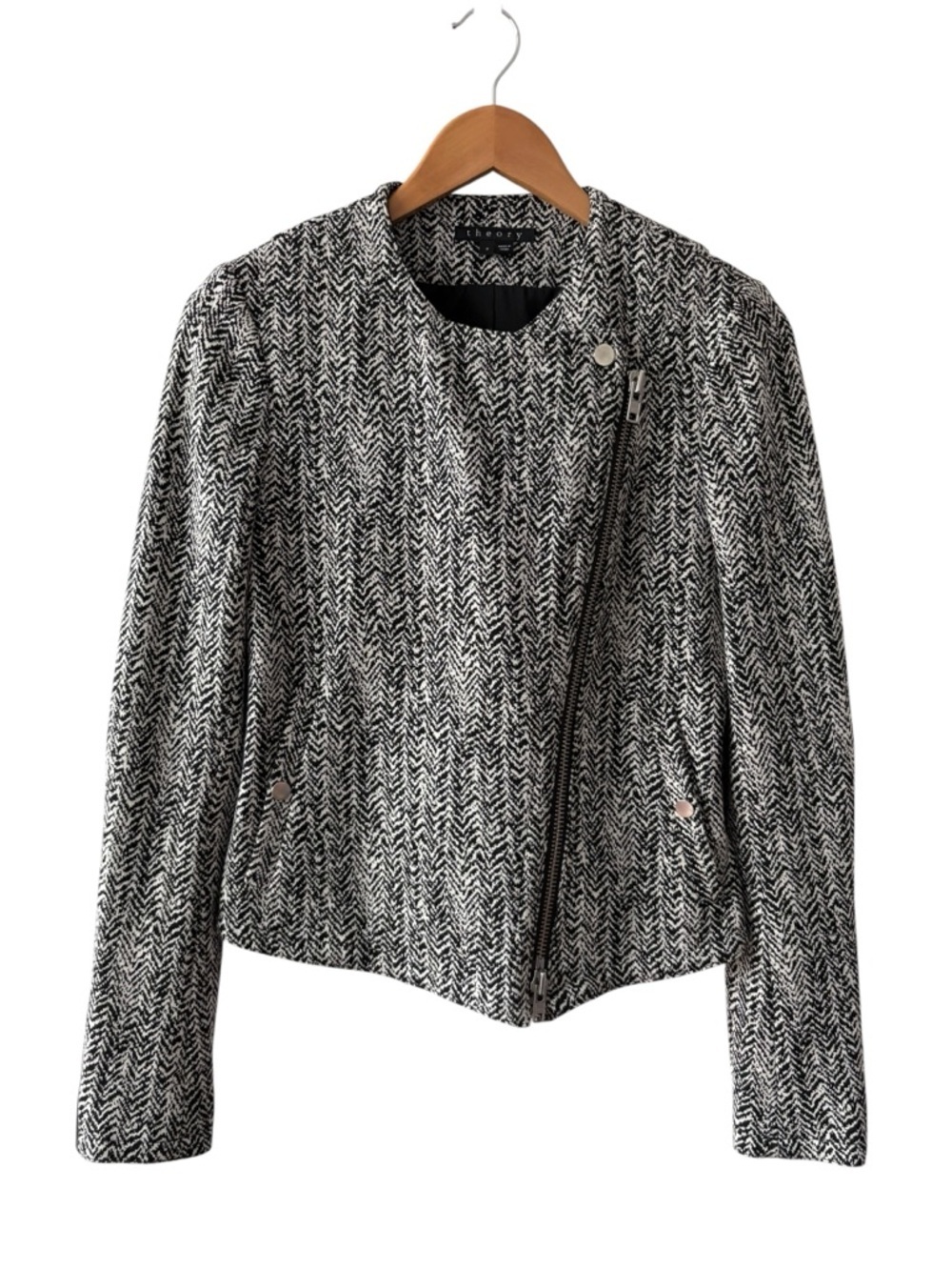 Theory Black & White Joean Moto Jacket